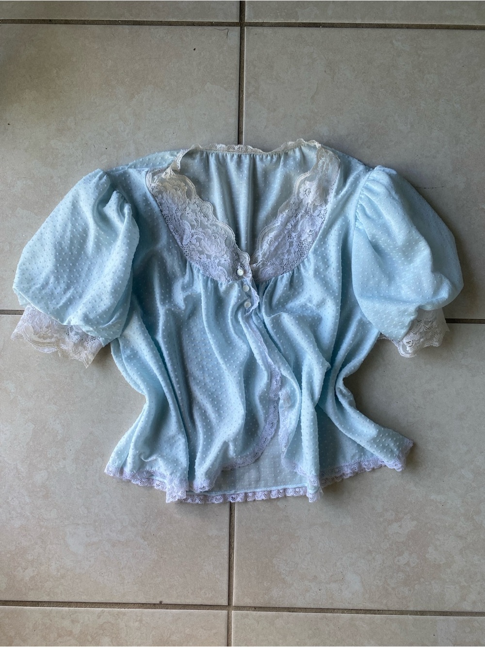 Loungewear Peignoir Puff Sleeve Cropped Cape in Baby Blue